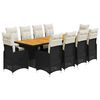 vidaXL 11 Piece Garden Bistro Set with Cushions Black Poly Rattan