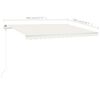 vidaXL Manual Retractable Awning with Posts 4x3 m Cream