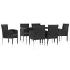 vidaXL 7 Piece Garden Dining Set Black Poly Rattan and Steel