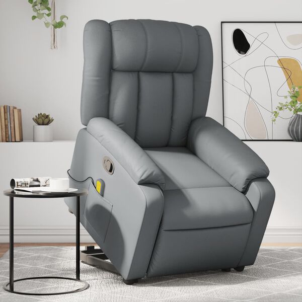 vidaXL Electric Massage Recliner Chair Grey Faux Leather