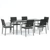 vidaXL 7 Piece Garden Dining Set with Cushions Poly Rattan and Steel