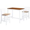 vidaXL Bar Table and Chair Set 3 Pieces Solid Wood Brown and White