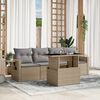 vidaXL 5 Piece Garden Sofa Set with Cushions Beige Poly Rattan