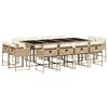 vidaXL 13 Piece Garden Dining Set with Cushions Beige Poly Rattan
