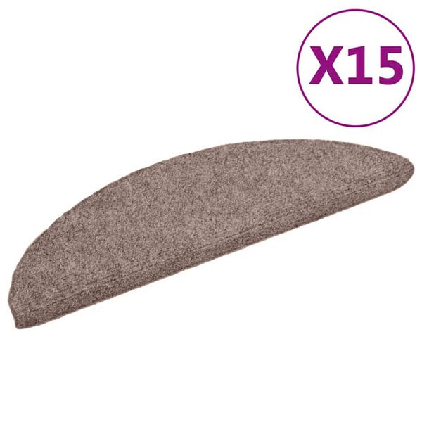 vidaXL Stair Mats Self-adhesive 15 pcs 56x17x3 cm Light Brown Half Round