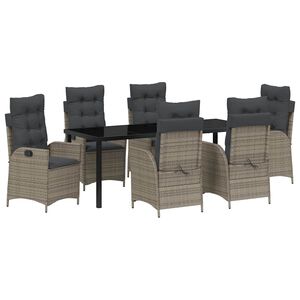 vidaXL Garden Dining Set 7 pcs Grey Poly Rattan
