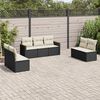 vidaXL 7 Piece Garden Sofa Set with Cushions Black Poly Rattan