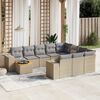 vidaXL 11 Piece Garden Sofa Set with Cushions Beige Poly Rattan
