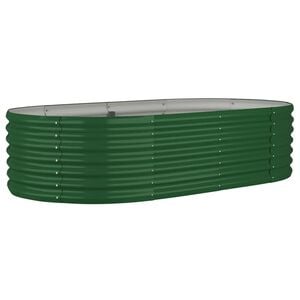 vidaXL Garden Raised Bed | Green | Powder-coated steel | Large | Durable