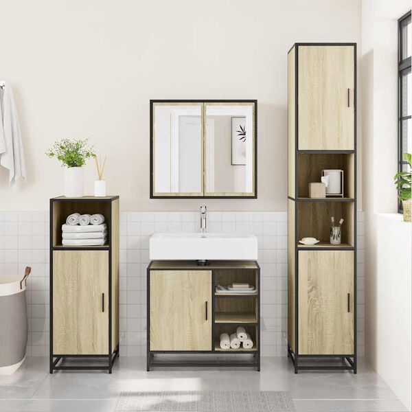 vidaXL Bathroom Sink Cabinet Sonoma Oak 65x33x60 cm Engineered Wood