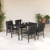 vidaXL 5 Piece Garden Dining Set with Cushions Black Poly Rattan