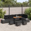 vidaXL Garden Sofa Set with Cushion 10 pcs Black Poly rattan