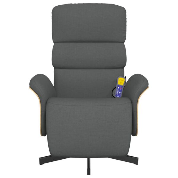 vidaXL Massage Recliner Chair with Footrest Dark Grey Fabric
