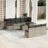 vidaXL 11 Piece Garden Sofa Set with Cushions Grey Poly Rattan
