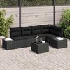 vidaXL Garden Sofa Set 6 pcs Black Poly Rattan