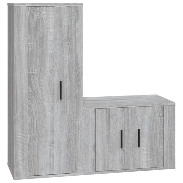 vidaXL 2 Piece TV Cabinet Set Grey Sonoma Engineered Wood