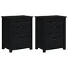 vidaXL Bedside Cabinet | Set of 2 | Black | Solid pine wood | 50x35x61.5 cm