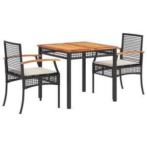 vidaXL 7 Piece Garden Dining Set with Cushions Black Poly Rattan