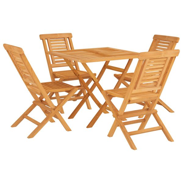 vidaXL 5 Piece Garden Dining Set Solid Wood Teak