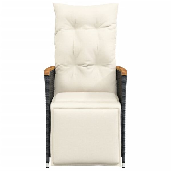 vidaXL Reclining Garden Chairs 2 pcs with Cushions Black Poly Rattan