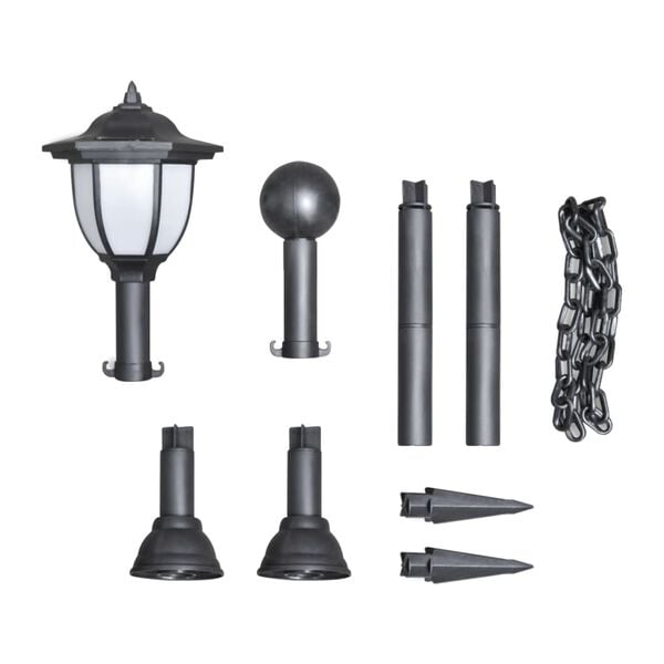 vidaXL Solar Lights 4 pcs with Chain Fence and Poles