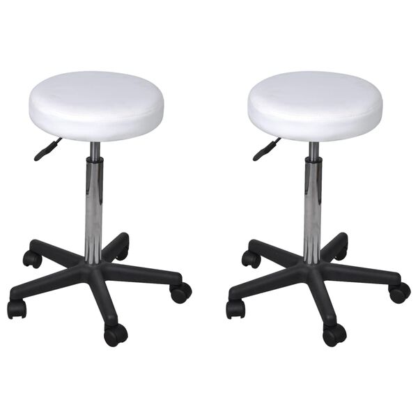 vidaXL Office Stools 2 pcs White 35.5x84 cm Faux Leather