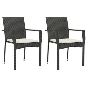 vidaXL Garden Chairs with Cushions 2 pcs Poly Rattan Black