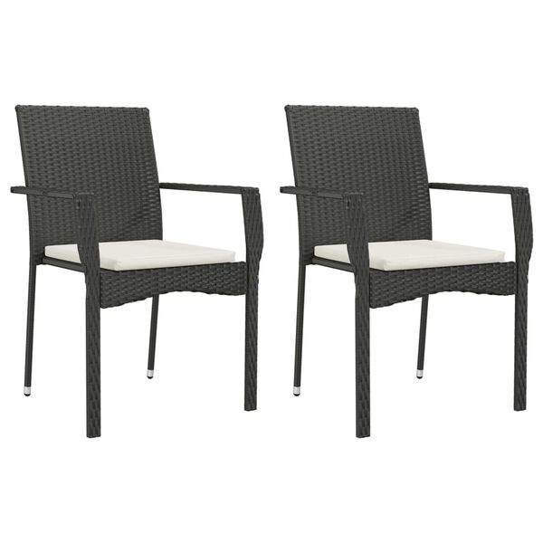 vidaXL Garden Chairs with Cushions 2 pcs Poly Rattan Black