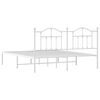 vidaXL Metal Bed Frame without Mattress with Headboard White 180x200cm