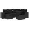 vidaXL 7 Piece Garden Sofa Set with Cushions Black Poly Rattan