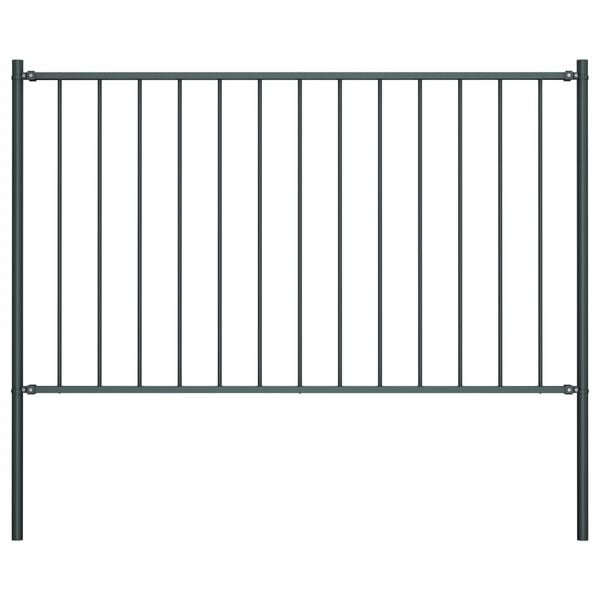vidaXL Fence Panel with Posts Powder-coated Steel 1.7x1.25 m Anthracite