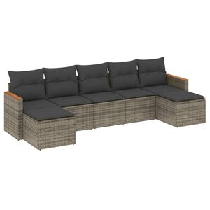 vidaXL 7 Piece Garden Sofa Set with Cushions Grey Poly Rattan