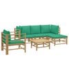 vidaXL 6 Piece Garden Lounge Set with Green Cushions Bamboo