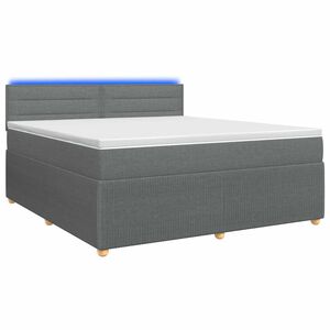 vidaXL Box Spring Bed with Mattress and LED Dark Grey 140 x 190 cm