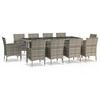 vidaXL 11 Piece Garden Dining Set with Cushions Grey Poly Rattan