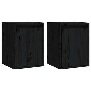 vidaXL Wall Cabinets 2pcs Black 30x30x40 cm Solid Wood Pine