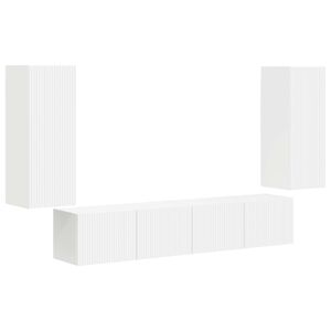 vidaXL TV Wall Cabinet Set Wall-mounted 4 pcs White Engineered Wood