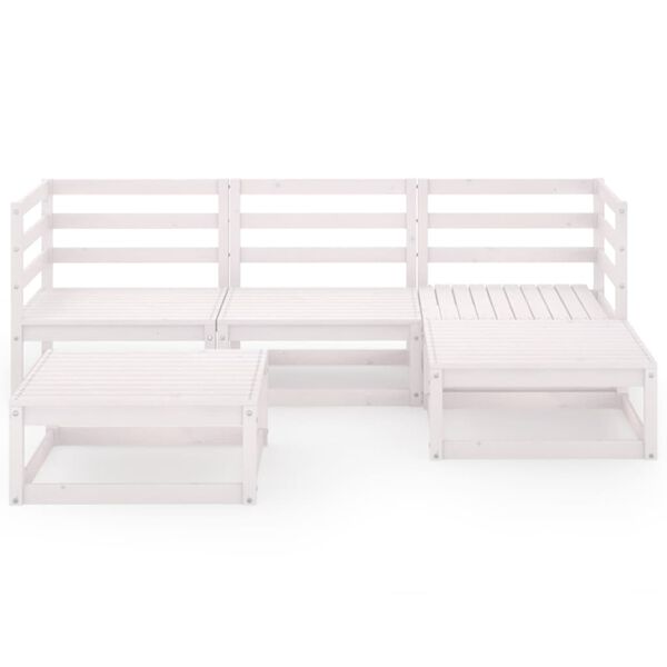 vidaXL 5 Piece Garden Lounge Set White Solid Wood Pine