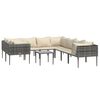 vidaXL 9 Piece Garden Lounge Set with Cushions Grey Poly Rattan