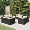 vidaXL 8 Piece Garden Lounge Set with Cushions Poly Rattan Black