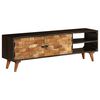 vidaXL TV Cabinet | Brown and Black | Solid Mango Wood | Medium | TV Cabinet
