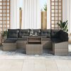 vidaXL Garden Sofa Set 9 pcs Grey Poly Rattan and Powder-Coated Steel