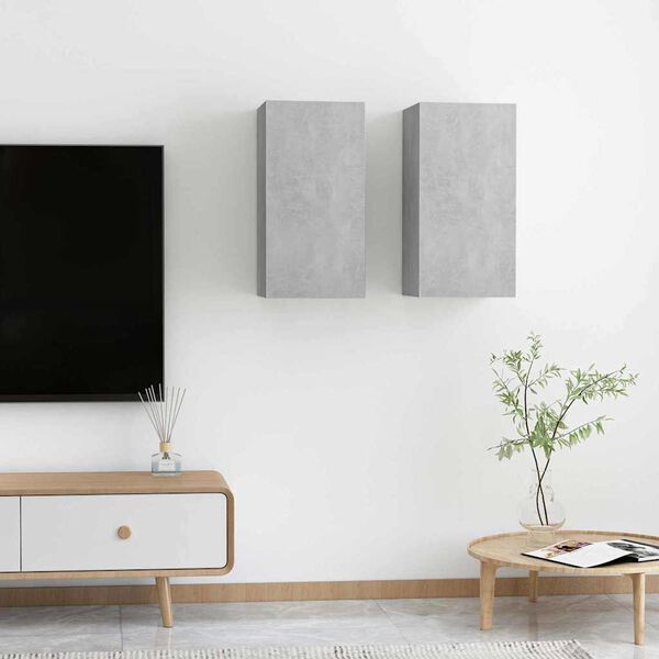 vidaXL Wall TV Cabinet 2 pcs Concrete Grey 31 x 30 x 60 cm