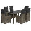 vidaXL 7 Piece Garden Bistro Set with Cushions Grey Poly Rattan