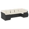 vidaXL 7 Piece Garden Sofa Set with Cushions Black Poly Rattan