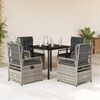 vidaXL 5 Piece Garden Dining Set with Cushions Grey Poly Rattan