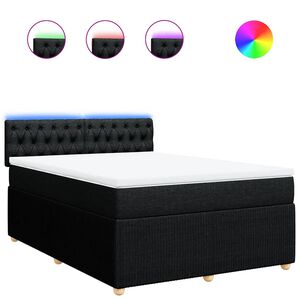vidaXL Box Spring Bed with Mattress Black Queen Fabric