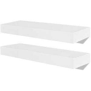 vidaXL Wall Shelf | Set of 2 | White | MDF | Medium | Wall Shelf | Rectangular