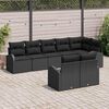 vidaXL Garden Sofa Set with Cushion 8 pcs Black Poly Rattan