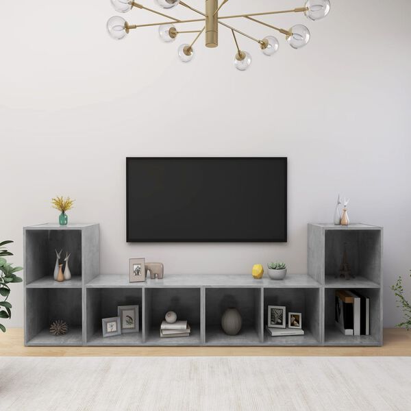 vidaXL TV Cabinets 4 pcs Concrete Grey 72x35x36.5 cm Engineered Wood